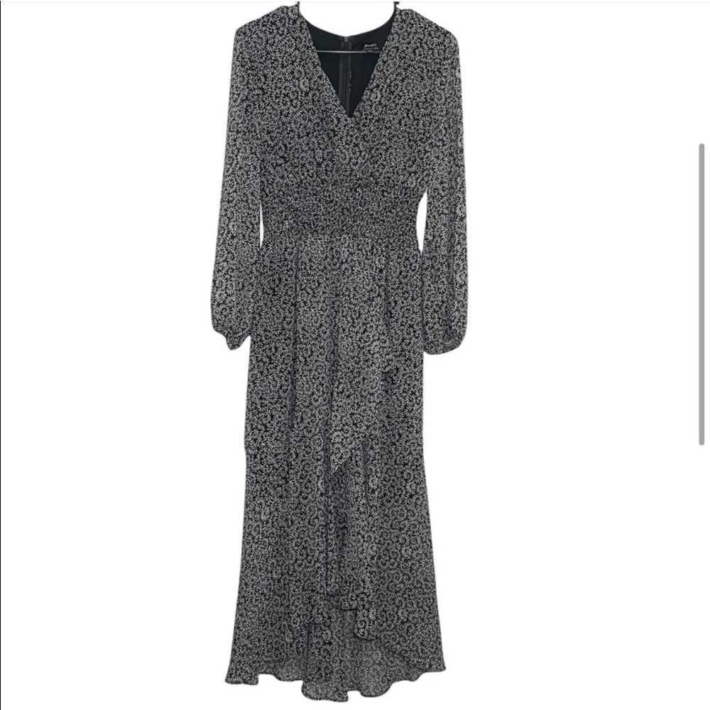 Bardot Sally Hi-Lo Chiffon Faux Wrap Leaf Dress